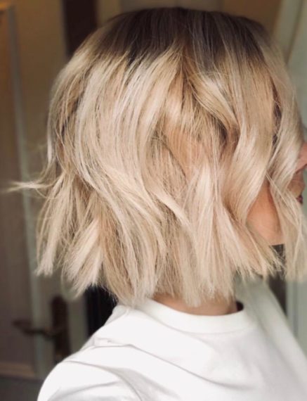 Platin Blond Bob Balayage Pasing